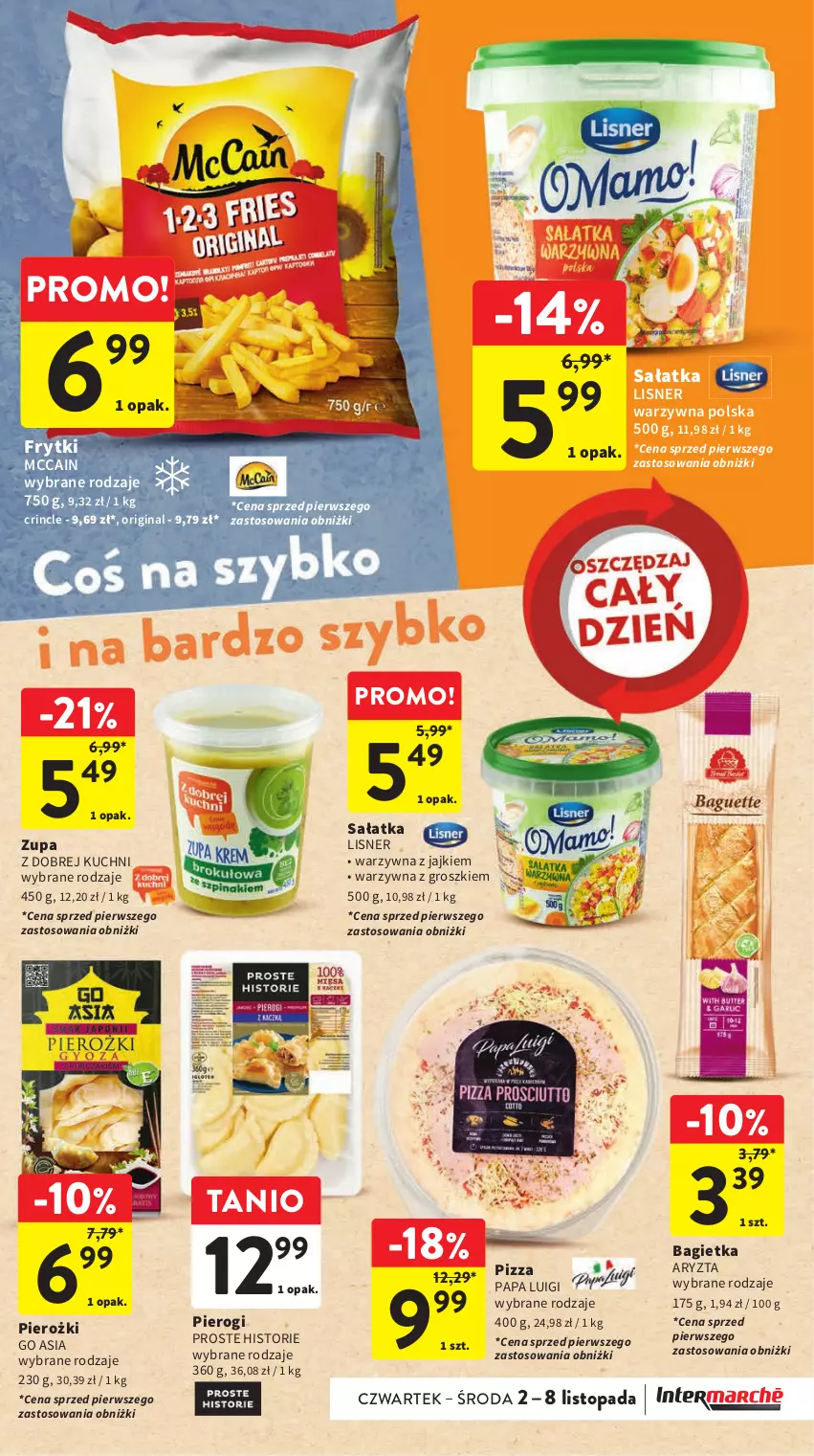 Gazetka promocyjna Intermarche - Gazetka Intermarche - ważna 02.11 do 08.11.2023 - strona 23 - produkty: Bagietka, Frytki, Gin, Lisner, McCain, Pierogi, Pizza, Sałat, Sałatka, Top, Zupa