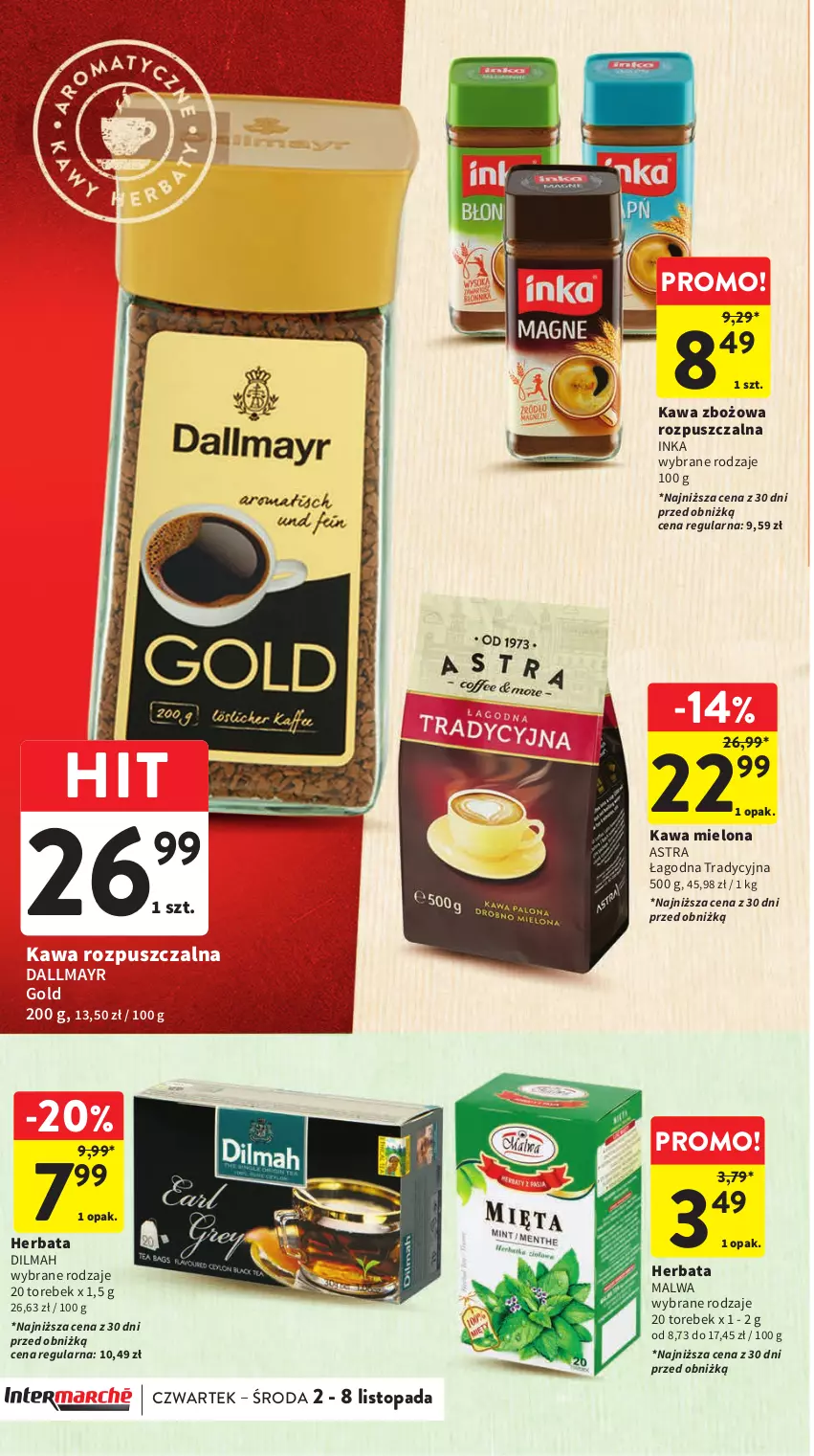 Gazetka promocyjna Intermarche - Gazetka Intermarche - ważna 02.11 do 08.11.2023 - strona 28 - produkty: Dallmayr, Dilmah, Herbata, Inka, Kawa, Kawa mielona, Kawa rozpuszczalna, Kawa zbożowa, Top