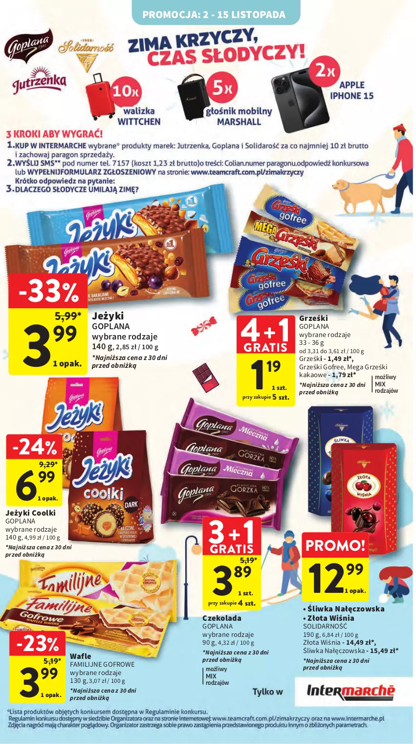 Gazetka promocyjna Intermarche - Gazetka Intermarche - ważna 02.11 do 08.11.2023 - strona 30 - produkty: Czekolada, Fa, Goplana, Gra, Grześki, Jeżyki, Kakao, LANA, Top, Wafle