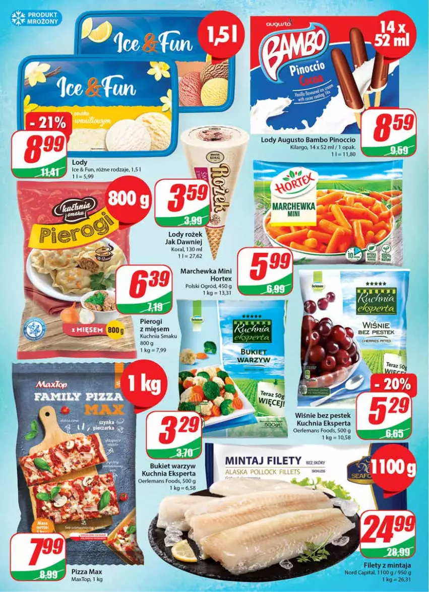 Gazetka promocyjna Dino - Gazetka - ważna 12.10 do 18.10.2022 - strona 10 - produkty: Hortex, Kuchnia, Lody, Marchewka, Mintaj, Ogród, Pierogi, Pizza, Stek, Top