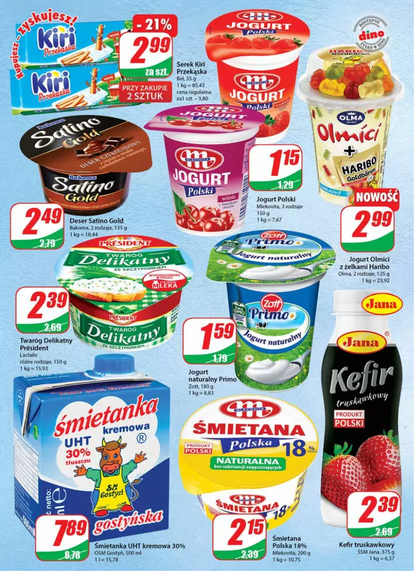 Gazetka promocyjna Dino - Gazetka - ważna 12.10 do 18.10.2022 - strona 14 - produkty: Bakoma, Deser, Haribo, Jogurt, Jogurt naturalny, Kefir, Mleko, Mlekovita, Olma, Ryż, Sati, Ser, Serek, Twaróg, Twaróg delikatny, Zott