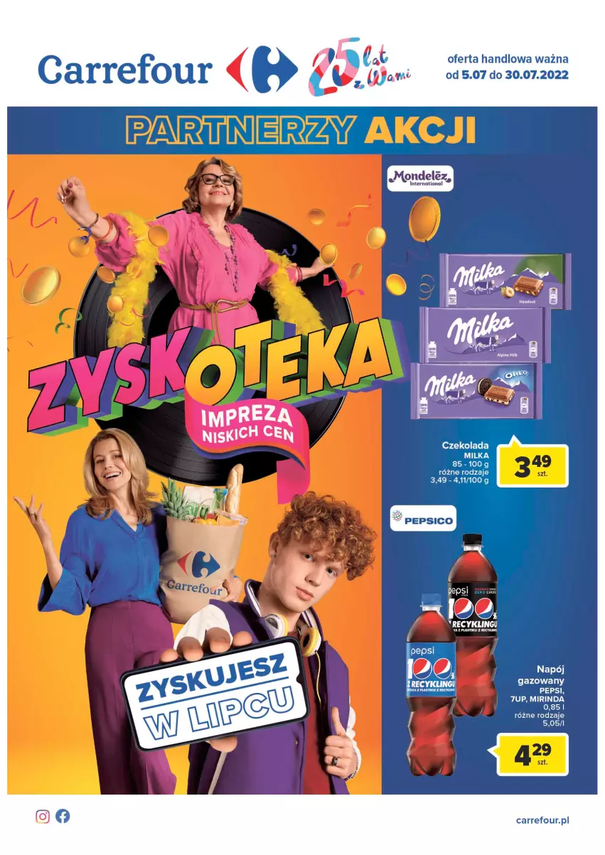 Gazetka promocyjna Carrefour - Gazetka Carrefour - ważna 05.07 do 30.07.2022 - strona 1 - produkty: 7up, Mirinda, Napój, Napój gazowany, Pepsi