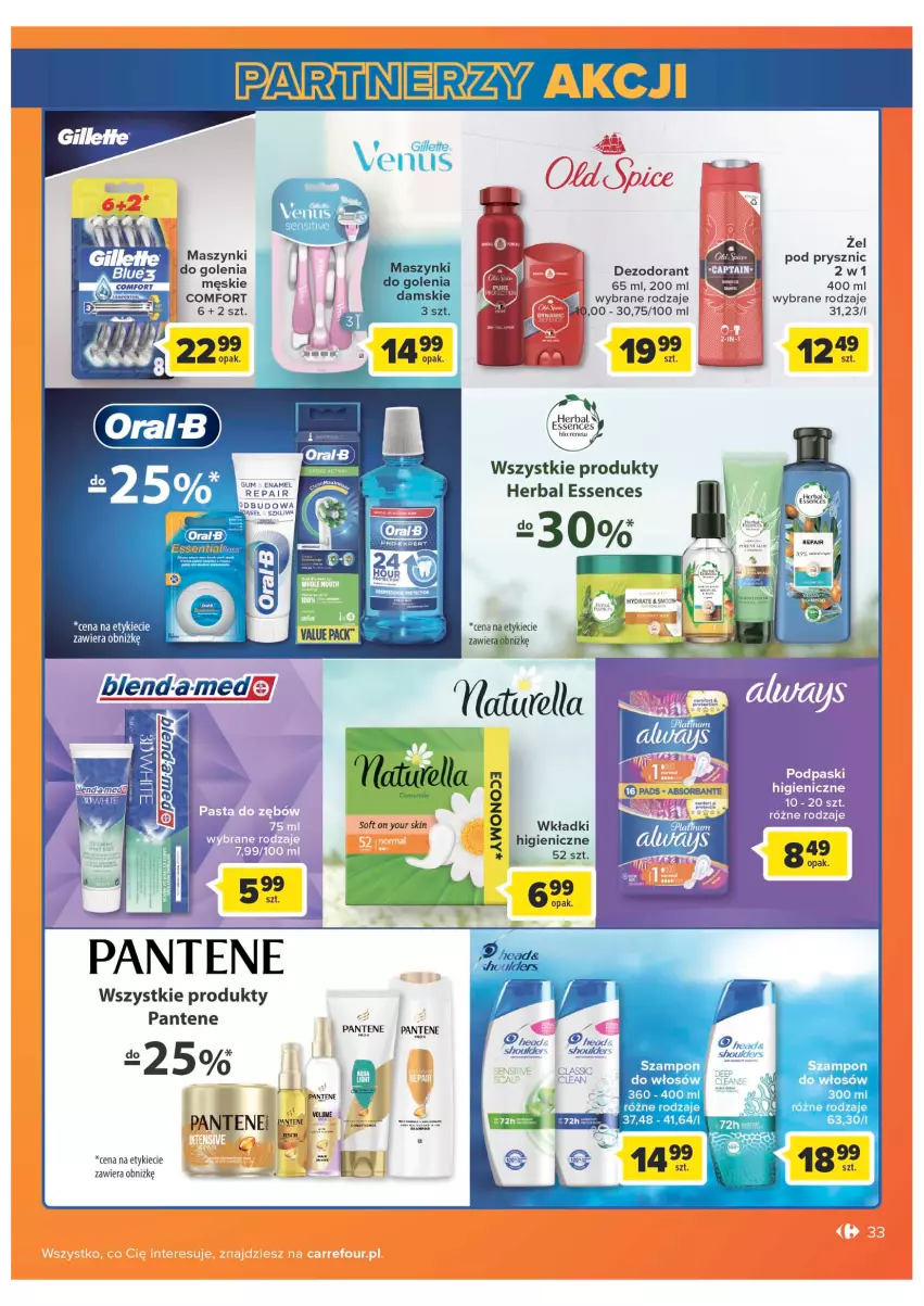 Gazetka promocyjna Carrefour - Gazetka Carrefour - ważna 05.07 do 30.07.2022 - strona 33 - produkty: Dezodorant, Pantene, Podpaski, Pur, Szampon, Wkładki