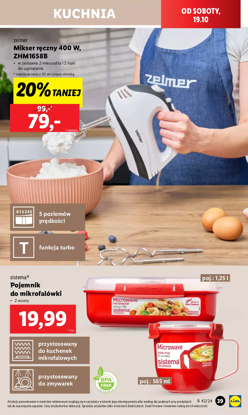 Gazetka promocyjna Lidl - GAZETKA - ważna 14.10 do 19.10.2024 - strona 43 - produkty: Fa, Kuchnia, Mikser, Mikser ręczny, Pojemnik, Ser, Zelmer