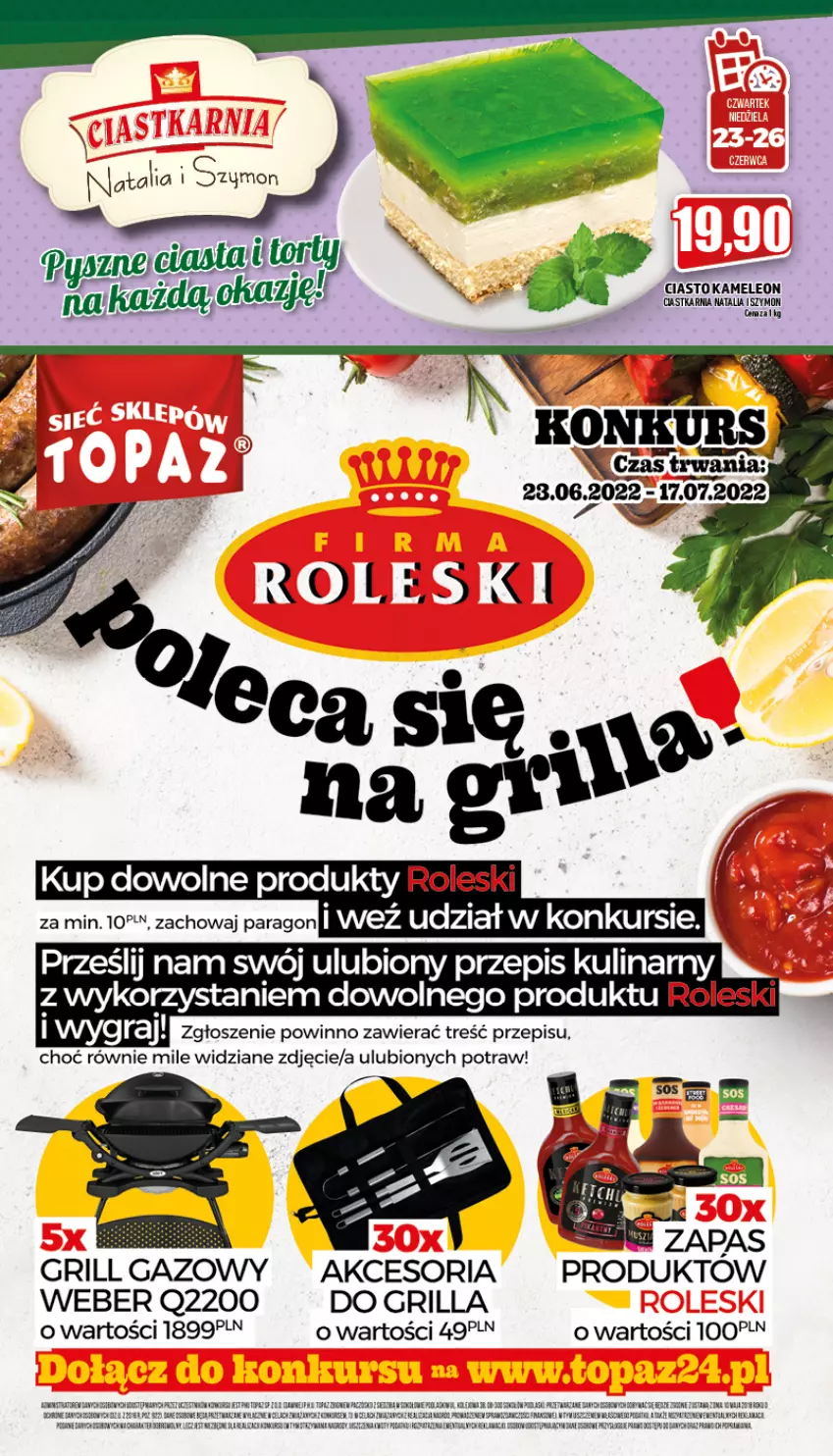 Gazetka promocyjna Topaz - Gazetka - ważna 23.06 do 29.06.2022 - strona 2 - produkty: Ciastka, Eleo, Grill, Koc, Leon, LG