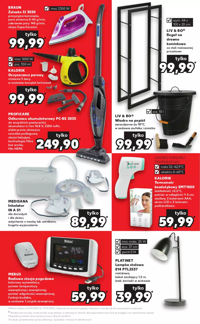 Gazetka promocyjna Kaufland - Oferta specjalna - ważna 05.01 do 19.01.2022 - strona 5 - produkty: Acana, Akumulator, Bateria, Braun, Budzik, Czujnik zewnętrzny, Dzieci, Gra, Inhalator, Isana, LG, Odkurzacz, Orka, PLATINET, Por, Regał, Silan, Stacja pogodowa, Szczotka, Szufelka, Termometr, Top, Ustnik, Wiadro