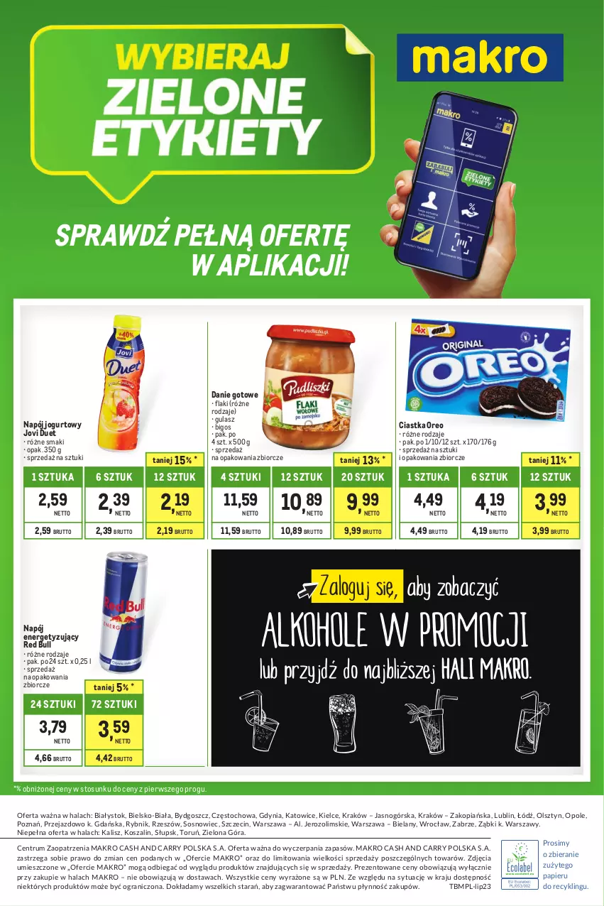 Gazetka promocyjna Makro - Kupujesz więcej płacisz mniej - ważna 01.07 do 31.07.2023 - strona 32 - produkty: Bigos, Ciastka, Danie gotowe, Flaki, Gra, Jogurt, Kosz, Napój, Napój jogurtowy, Oreo, Papier, Red Bull, Rum, Sos, Szal