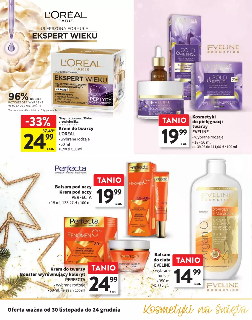 Gazetka promocyjna Intermarche - Gazetka Intermarche - ważna 30.11 do 24.12.2023 - strona 26 - produkty: Balsam do ciała, Balsam pod oczy, Eveline, Krem do twarzy, Krem pod oczy, Perfecta, Top