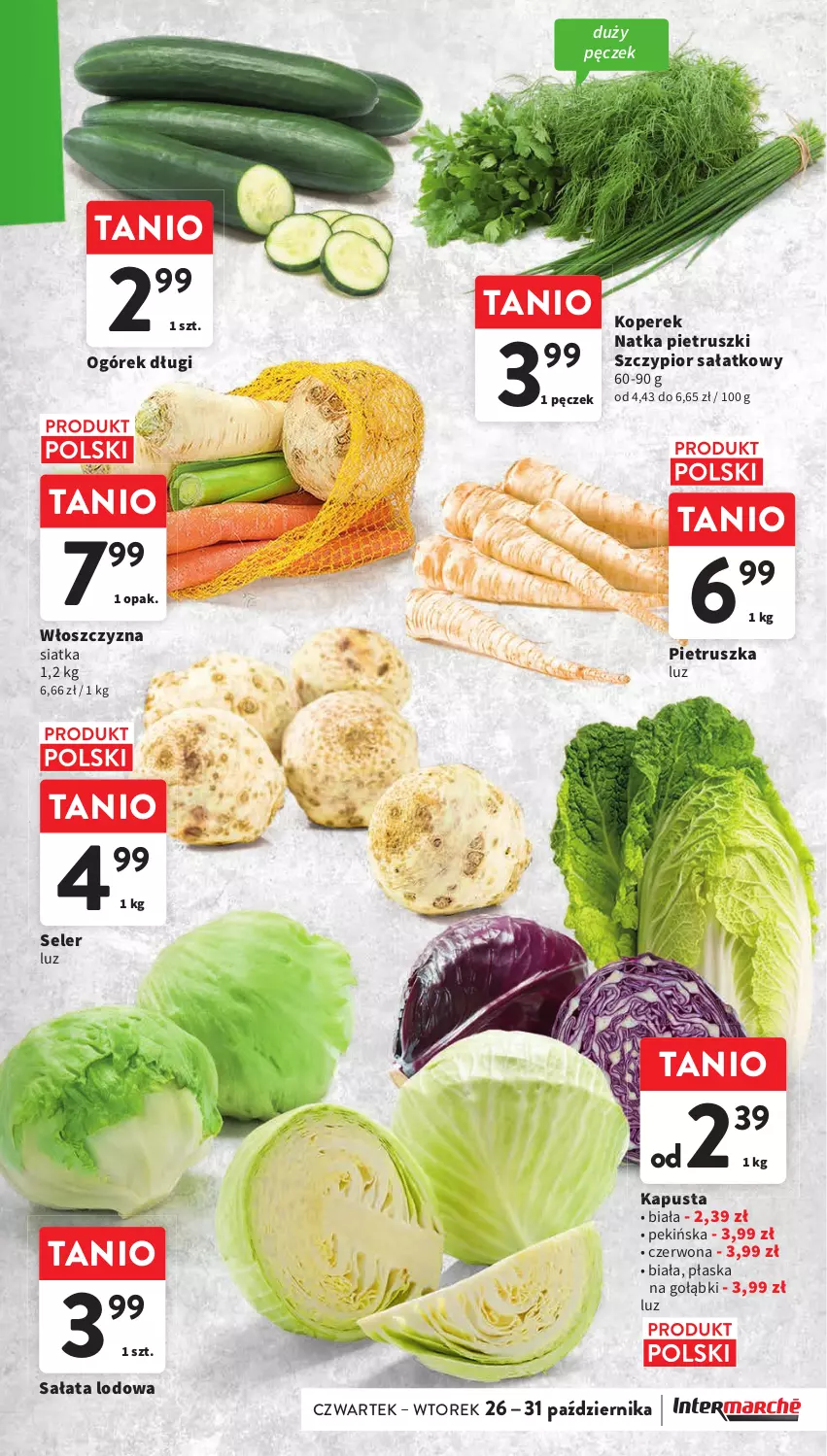 Gazetka promocyjna Intermarche - Gazetka Intermarche - ważna 26.10 do 31.10.2023 - strona 17 - produkty: Natka pietruszki, Ogórek, Pietruszka, Sałat, Sałata lodowa, Siatka