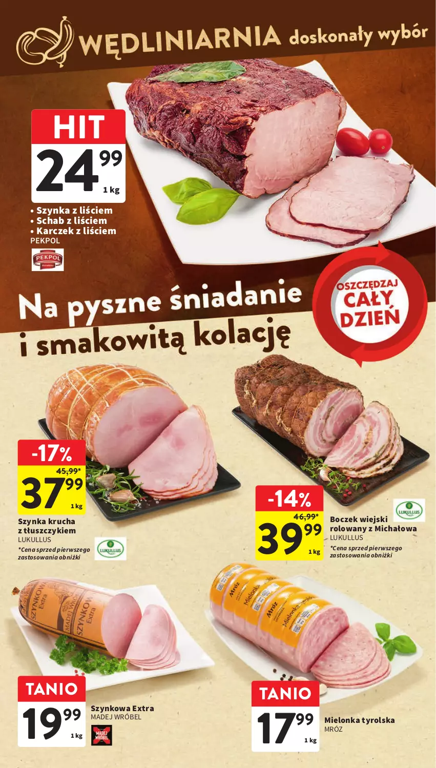 Gazetka promocyjna Intermarche - Gazetka Intermarche - ważna 26.10 do 31.10.2023 - strona 20 - produkty: Boczek, Madej Wróbel, Mielonka tyrolska, Pekpol, Szynka