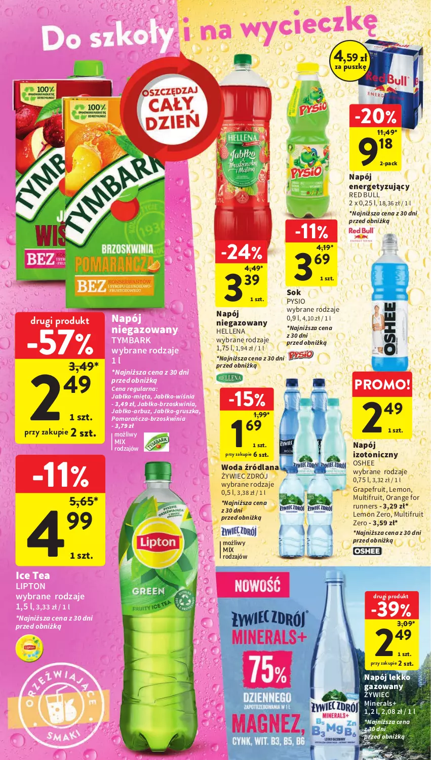 Gazetka promocyjna Intermarche - Gazetka Intermarche - ważna 26.10 do 31.10.2023 - strona 30 - produkty: Arbuz, Gra, Hellena, Ice tea, LANA, Lipton, Mięta, Napój, Napój izotoniczny, Napój niegazowany, Oshee, Red Bull, Sok, Tymbark, Woda