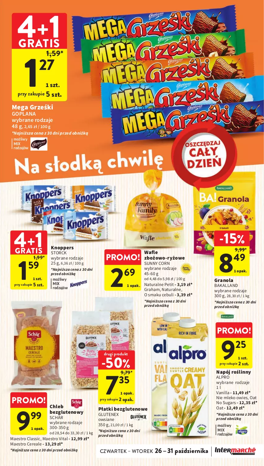 Gazetka promocyjna Intermarche - Gazetka Intermarche - ważna 26.10 do 31.10.2023 - strona 33 - produkty: Alpro, Bakalland, Chleb, Chleb bezglutenowy, Goplana, Gra, Granola, Grześki, Knoppers, LANA, Mleko, Napój, Napój roślinny, Ryż, Tenex, Wafle