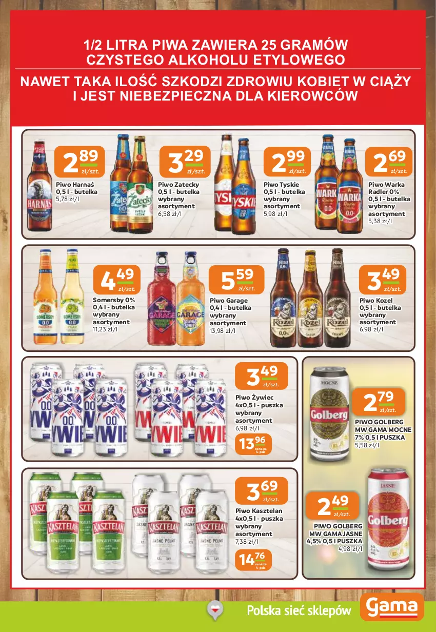 Gazetka promocyjna Gama - Gazetka Gama - ważna 09.04 do 21.04.2026 - strona 11 - produkty: Gra, Harnaś, Kasztelan, Kozel, Piec, Piwa, Piwo, Radler, Somersby, Tyskie, Warka