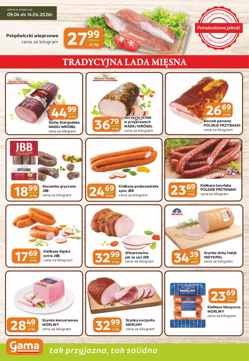 Gazetka promocyjna Gama - Gazetka Gama - ważna 09.04 do 21.04.2026 - strona 2 - produkty: Boczek, Gra, Gry, Kasza, Kaszanka, Kiełbasa, Kiełbasa podwawelska, Kiełbasa śląska, Madej Wróbel, Morliny, Przysmaki, Ser, Szynka, Szynka konserwowa, Wawel, Wieprzowina