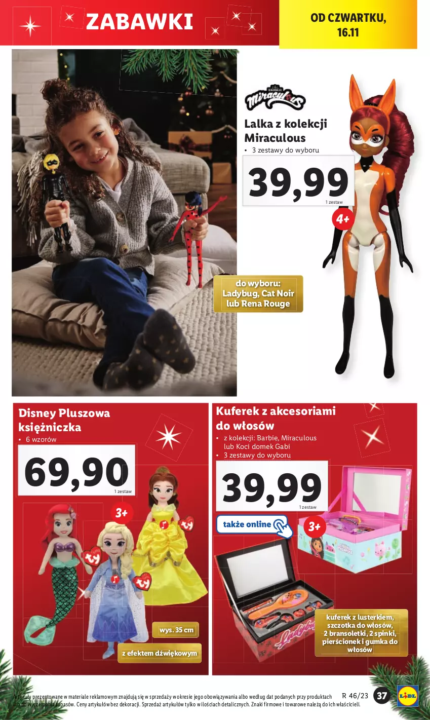 Gazetka promocyjna Lidl - GAZETKA - ważna 13.11 do 18.11.2023 - strona 37 - produkty: Barbie, Disney, Koc, Lalka, Pierścionek, Szczotka, Szczotka do włosów