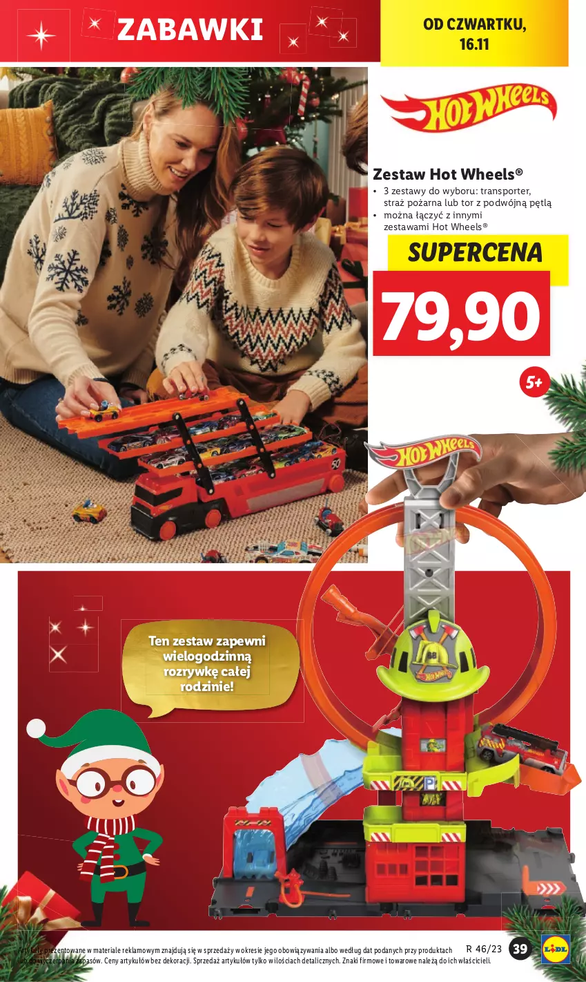 Gazetka promocyjna Lidl - GAZETKA - ważna 13.11 do 18.11.2023 - strona 39 - produkty: Hot Wheels, Por, Sport, Straż pożarna, Tran