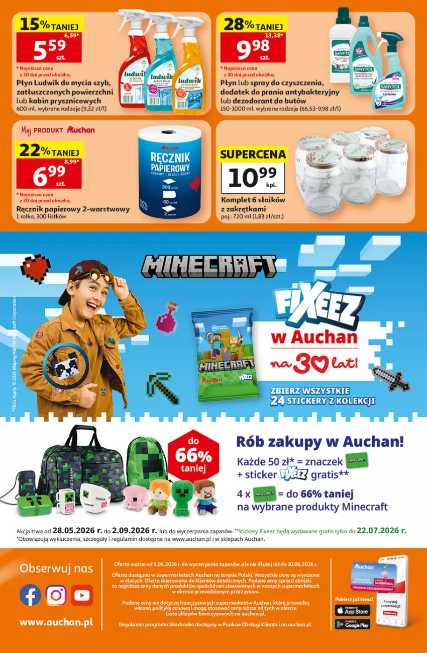 Gazetka promocyjna Auchan - Gazetka 30 Lat Supermarket Auchan - ważna 05.06 do 10.06.2026 - strona 8 - produkty: Dezodorant, Gra, Ludwik, Minecraft, Papier, Ręcznik, Spray do czyszczenia