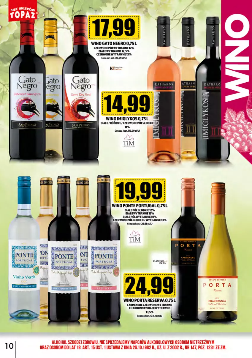 Gazetka promocyjna Topaz - Gazetka - ważna 01.09 do 30.09.2024 - strona 10 - produkty: Chardonnay, Por, Ser, Wino