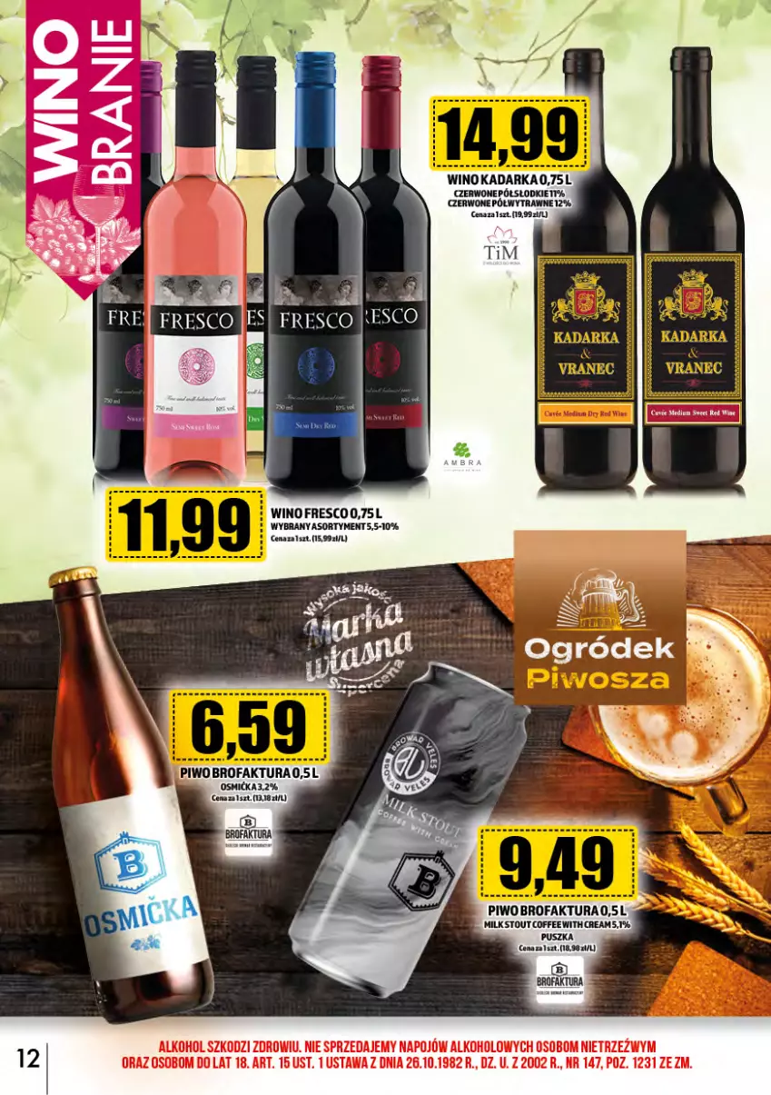 Gazetka promocyjna Topaz - Gazetka - ważna 01.09 do 30.09.2024 - strona 12 - produkty: Fa, Fresco, Piwo, Wino