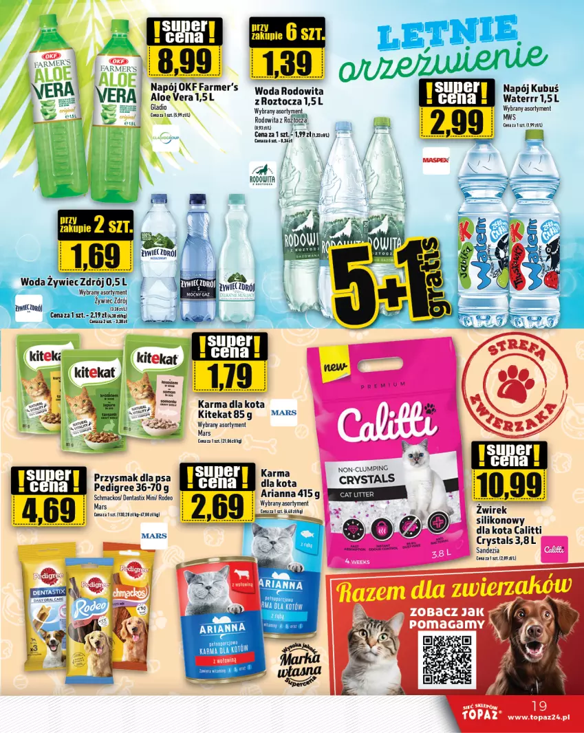 Gazetka promocyjna Topaz - Gazetka - ważna 11.07 do 17.07.2024 - strona 19 - produkty: Fa, Gres, KiteKat, Kubuś, Mars, Napój, Por, Woda