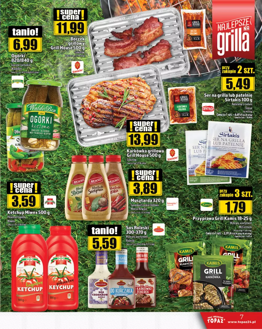 Gazetka promocyjna Topaz - Gazetka - ważna 11.07 do 17.07.2024 - strona 7 - produkty: Grill, Kamis, Ketchup, LG, Mus, Musztarda, Ser, Sok, Sokołów, Top