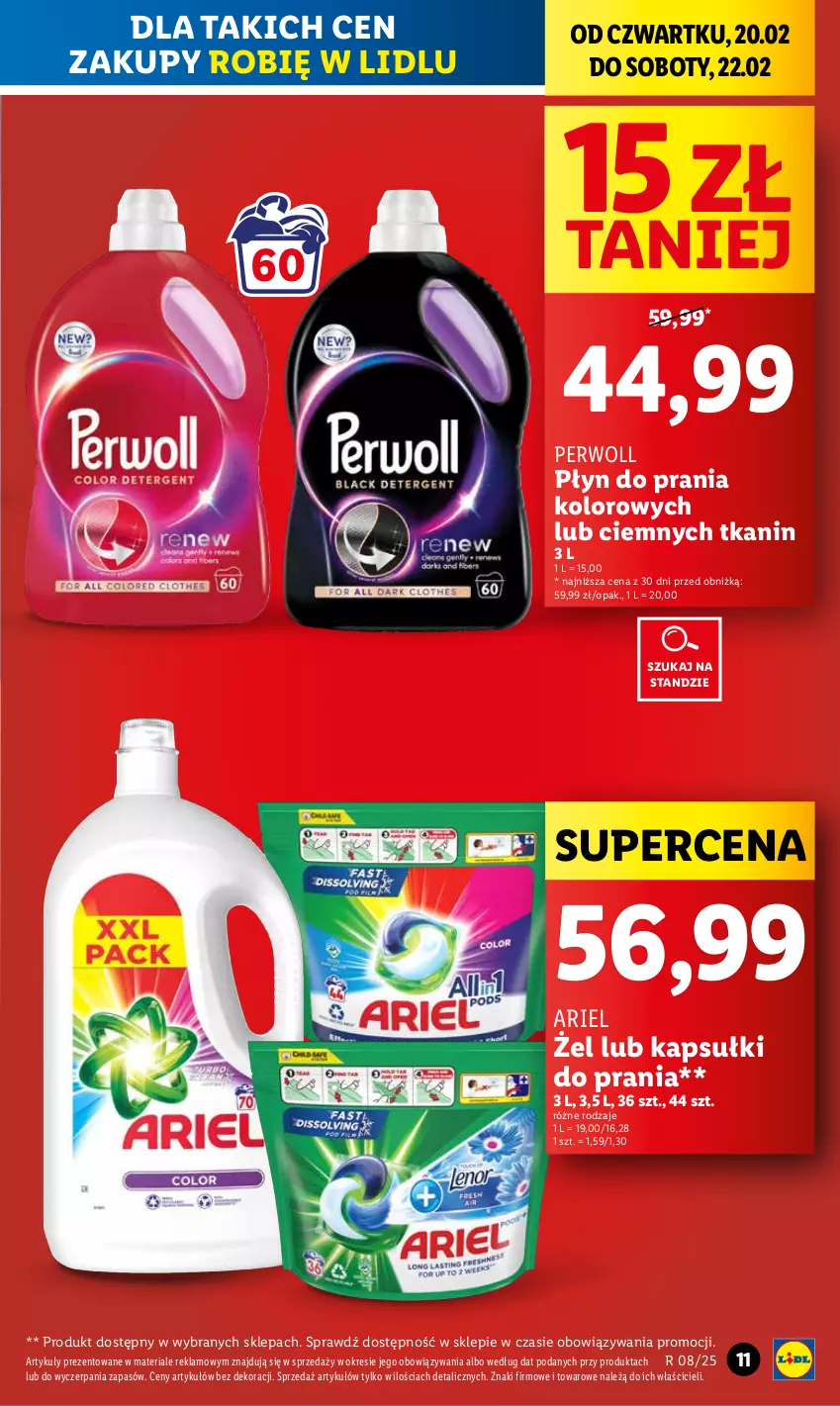 Gazetka promocyjna Lidl - GAZETKA - ważna 20.02 do 22.02.2025 - strona 11 - produkty: Ariel, Kapsułki do prania, Perwoll, Płyn do prania