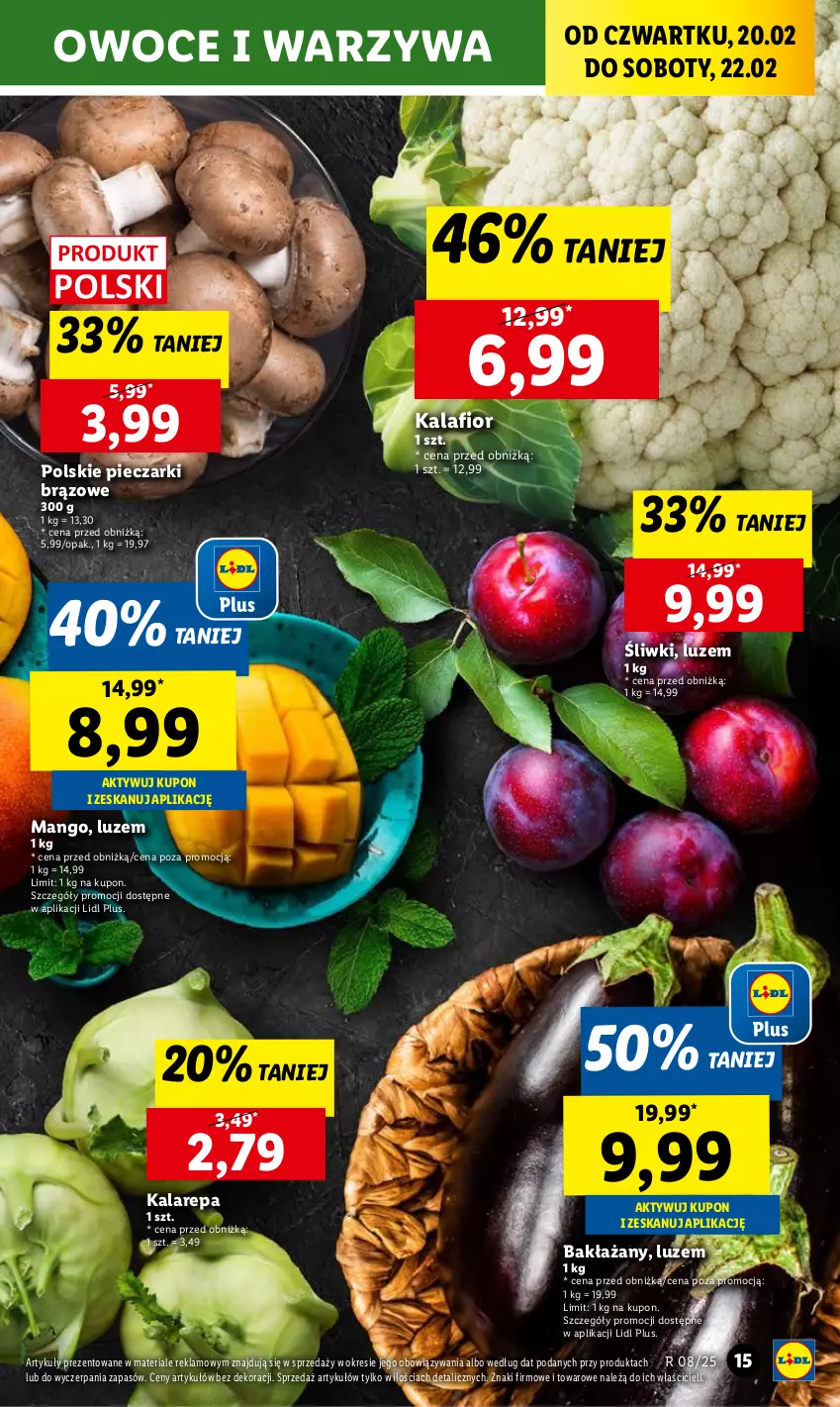 Gazetka promocyjna Lidl - GAZETKA - ważna 20.02 do 22.02.2025 - strona 17 - produkty: Kalafior, Mango, Owoce, Piec, Warzywa