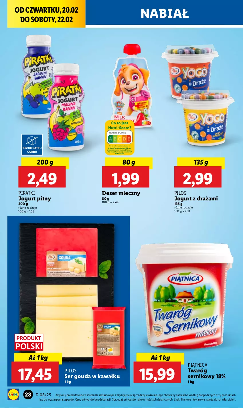 Gazetka promocyjna Lidl - GAZETKA - ważna 20.02 do 22.02.2025 - strona 32 - produkty: Deser, Deser mleczny, Gouda, Jogurt, Jogurt pitny, Kawa, Piątnica, Pilos, Ser, Twaróg