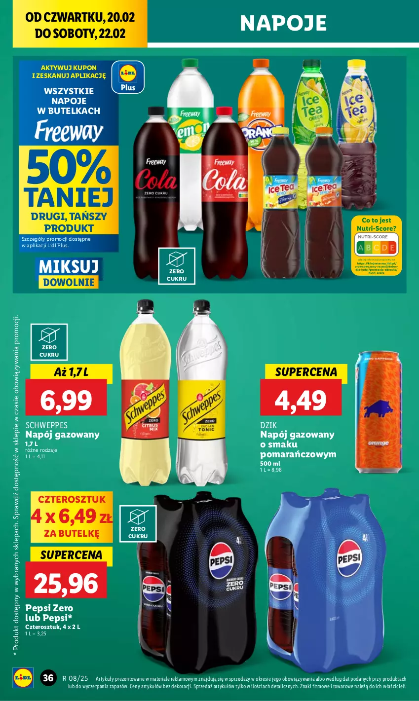 Gazetka promocyjna Lidl - GAZETKA - ważna 20.02 do 22.02.2025 - strona 42 - produkty: Napój, Napój gazowany, Napoje, Pepsi, Schweppes