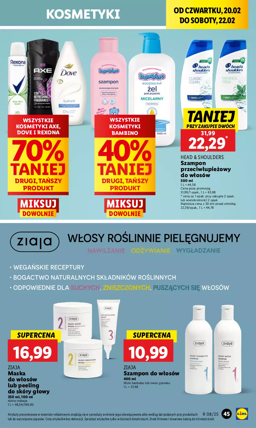 Gazetka promocyjna Lidl - GAZETKA - ważna 20.02 do 22.02.2025 - strona 51 - produkty: Dove, Gra, Granat, Maska, Maska do włosów, Peeling, Rexona, Szampon, Ziaja