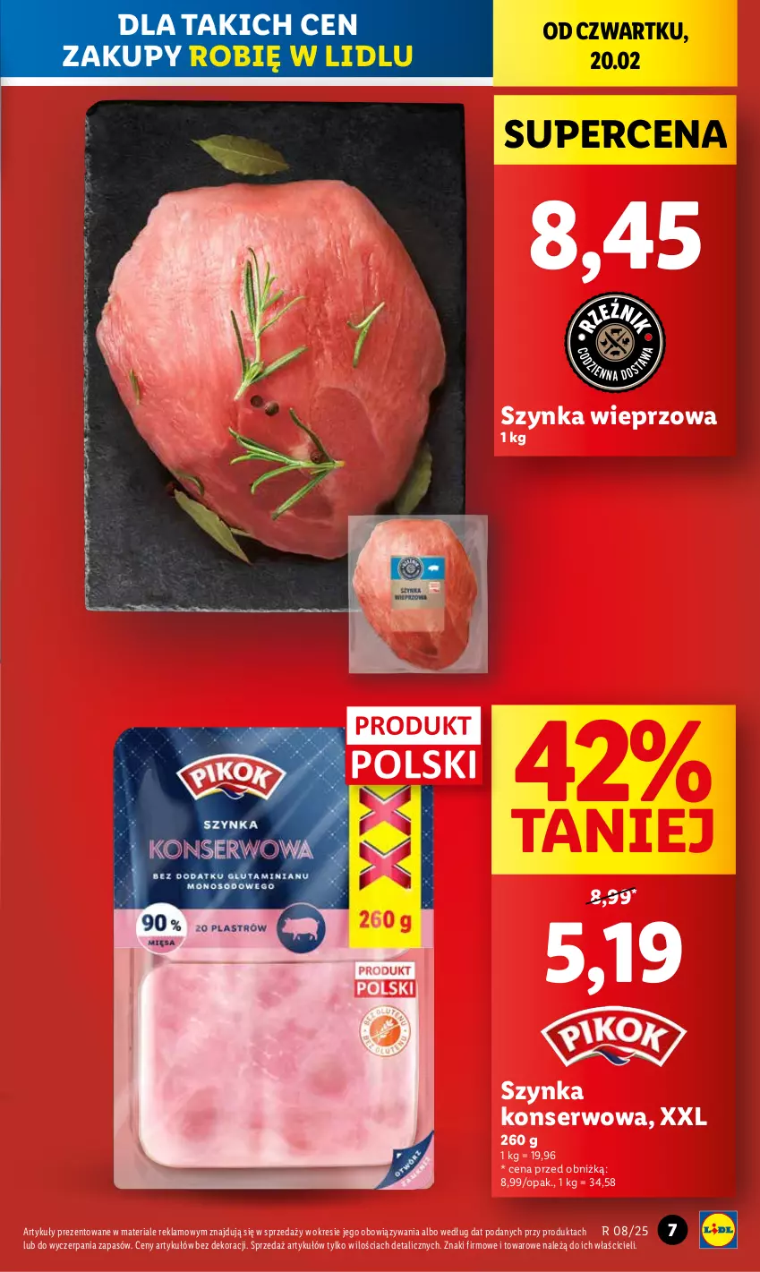 Gazetka promocyjna Lidl - GAZETKA - ważna 20.02 do 22.02.2025 - strona 7 - produkty: Ser, Szynka, Szynka konserwowa, Szynka wieprzowa