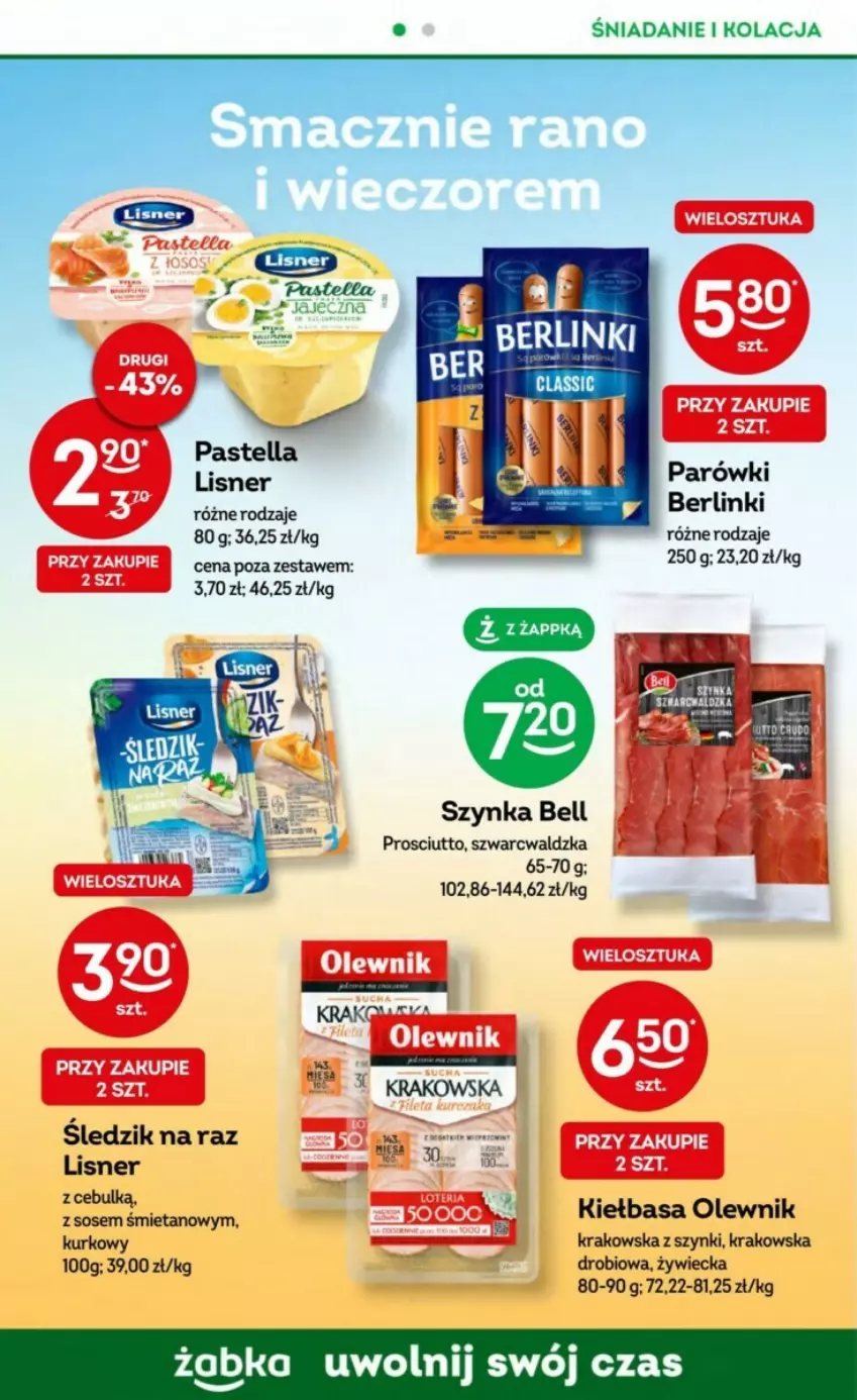 Gazetka promocyjna Żabka - ważna 02.08 do 15.08.2023 - strona 35 - produkty: Bell, Berlinki, Fa, Kiełbasa, Lisner, Olewnik, Parówki, Pastella, Prosciutto, Sos, Szynka