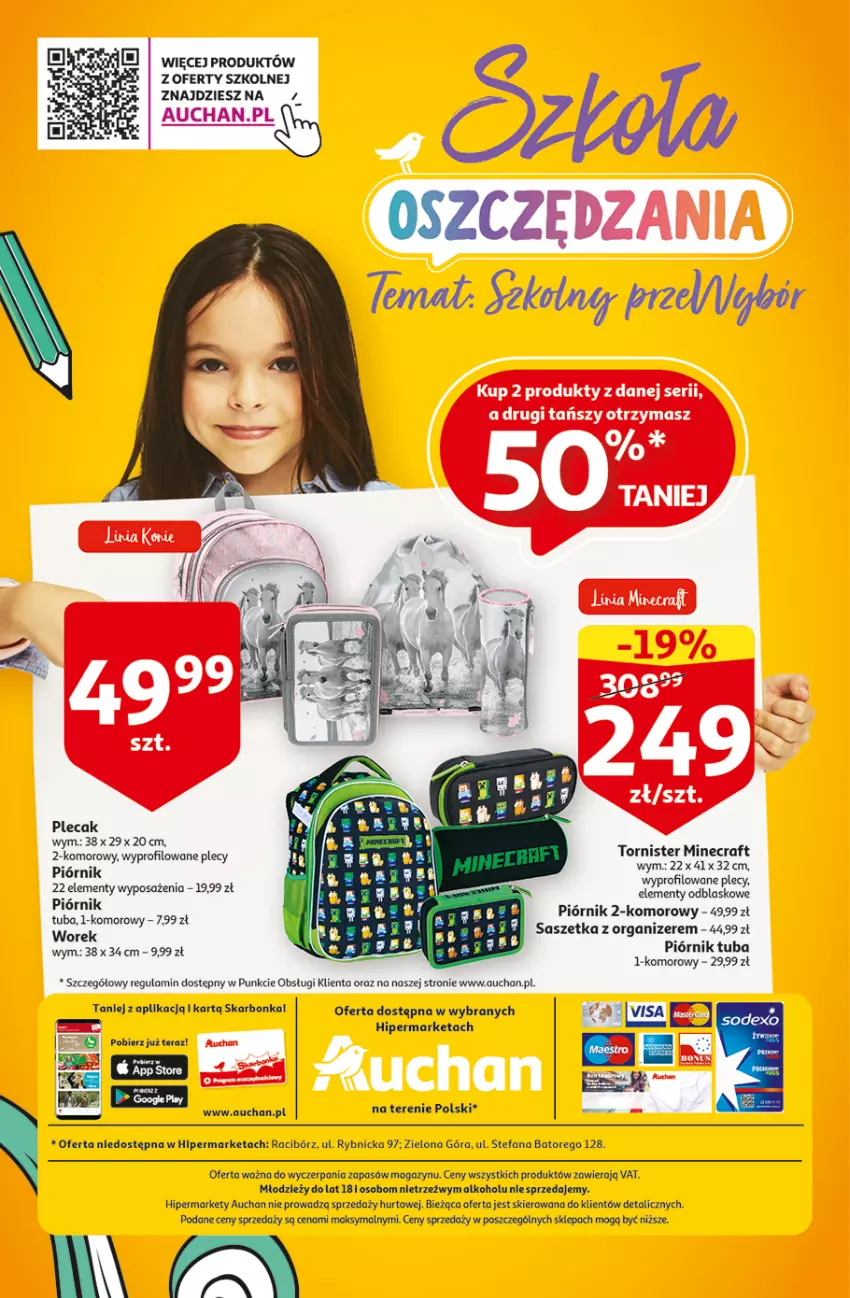 Gazetka promocyjna Auchan - Szkoła oszczędzania Temat PrzeSmaczne oferty Hipermarkety - ważna 04.08 do 10.08.2022 - strona 40 - produkty: Fa, Minecraft, Organizer, Piórnik, Plecak, Ser, Tera