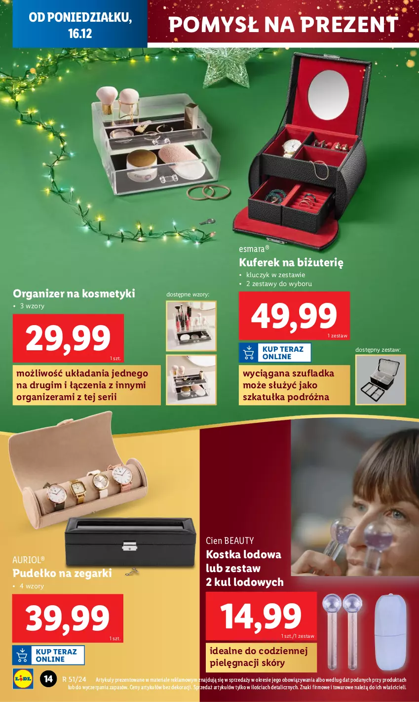 Gazetka promocyjna Lidl - GAZETKA - ważna 16.12 do 22.12.2024 - strona 14 - produkty: Organizer, Pudełko, Ser, Szkatułka, Zegar