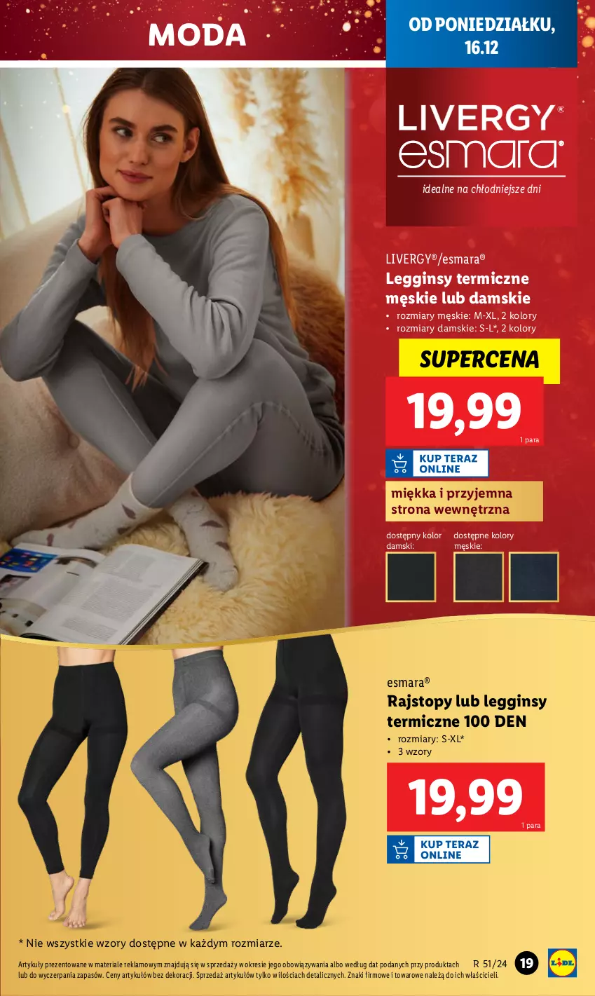 Gazetka promocyjna Lidl - GAZETKA - ważna 16.12 do 22.12.2024 - strona 19 - produkty: Gin, Legginsy, Moda, Rajstopy, Top