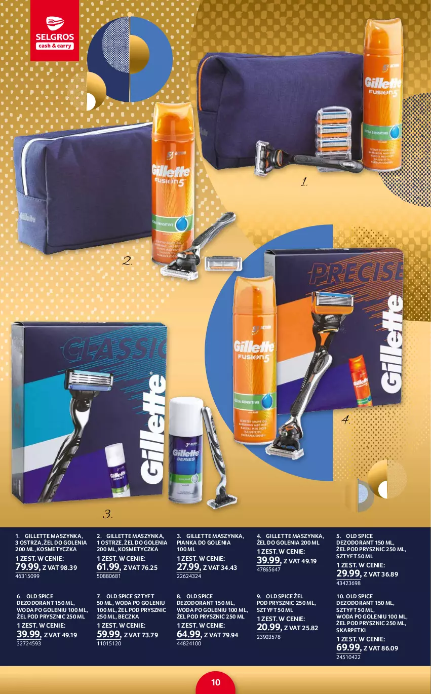 Gazetka promocyjna Selgros - Katalog Prezenty - ważna 02.12 do 15.12.2021 - strona 10 - produkty: Dezodorant, Gillette, Karp, Kosmetyczka, Maszynka, Old Spice, Pianka do golenia, Skarpetki, Szynka, Woda, Woda po goleniu