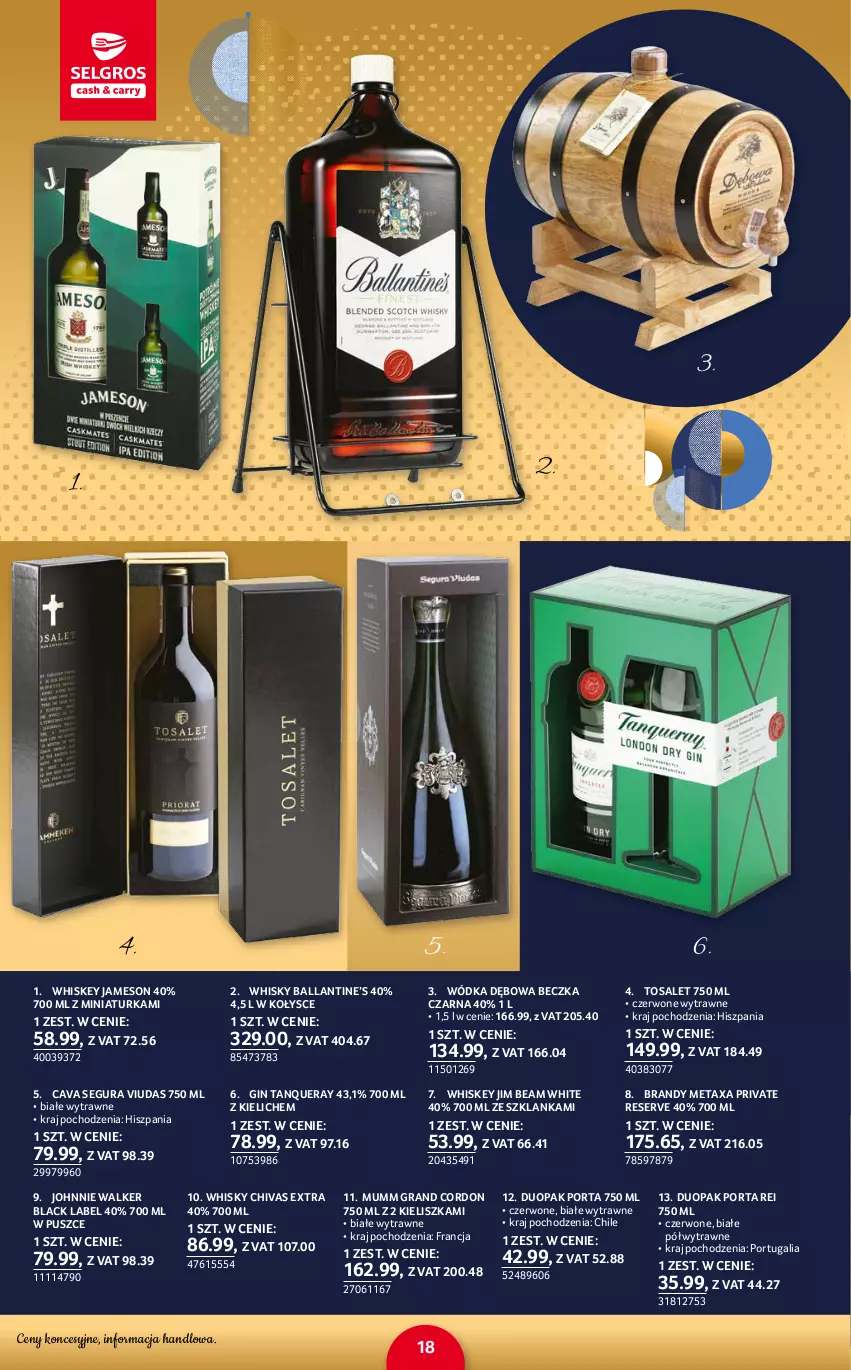 Gazetka promocyjna Selgros - Katalog Prezenty - ważna 02.12 do 15.12.2021 - strona 18 - produkty: Brandy, Gin, Gra, Jameson, Jim Beam, Johnnie Walker, Lack, Metaxa, Por, Ser, Szklanka, Whiskey, Whisky, Wódka