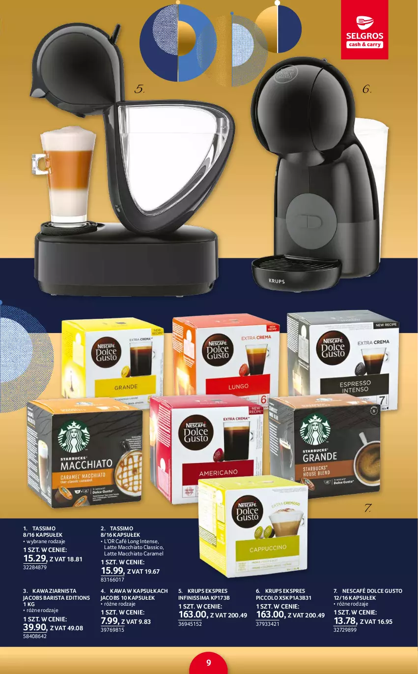 Gazetka promocyjna Selgros - Katalog Prezenty - ważna 02.12 do 15.12.2021 - strona 9 - produkty: Chia, Dolce Gusto, Jacobs, Kawa, Kawa ziarnista, Krups, Nescafé, Tassimo