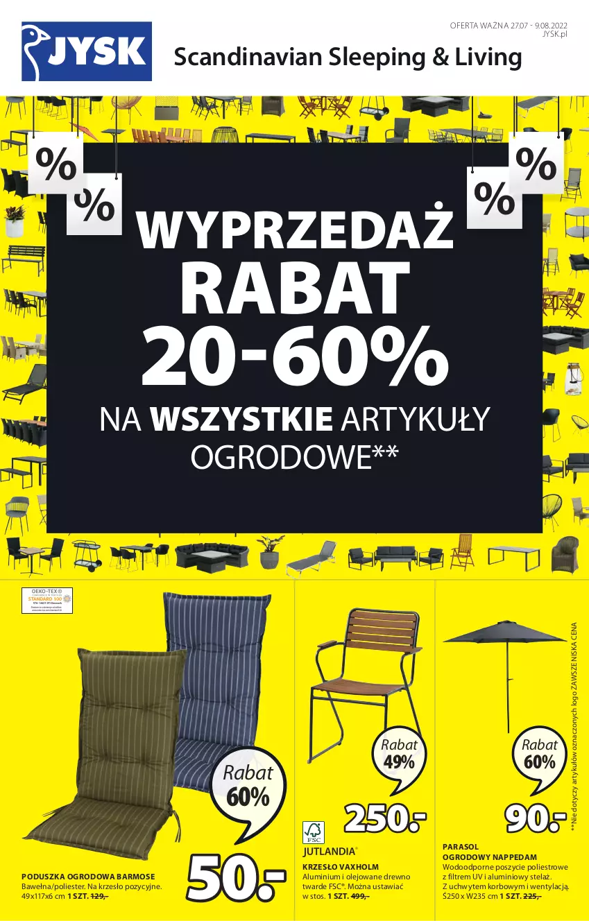 Gazetka promocyjna Jysk - Oferta tygodnia - ważna 27.07 do 09.08.2022 - strona 2 - produkty: Edam, Krzesło, Olej, Parasol, Poduszka, Por, Wełna