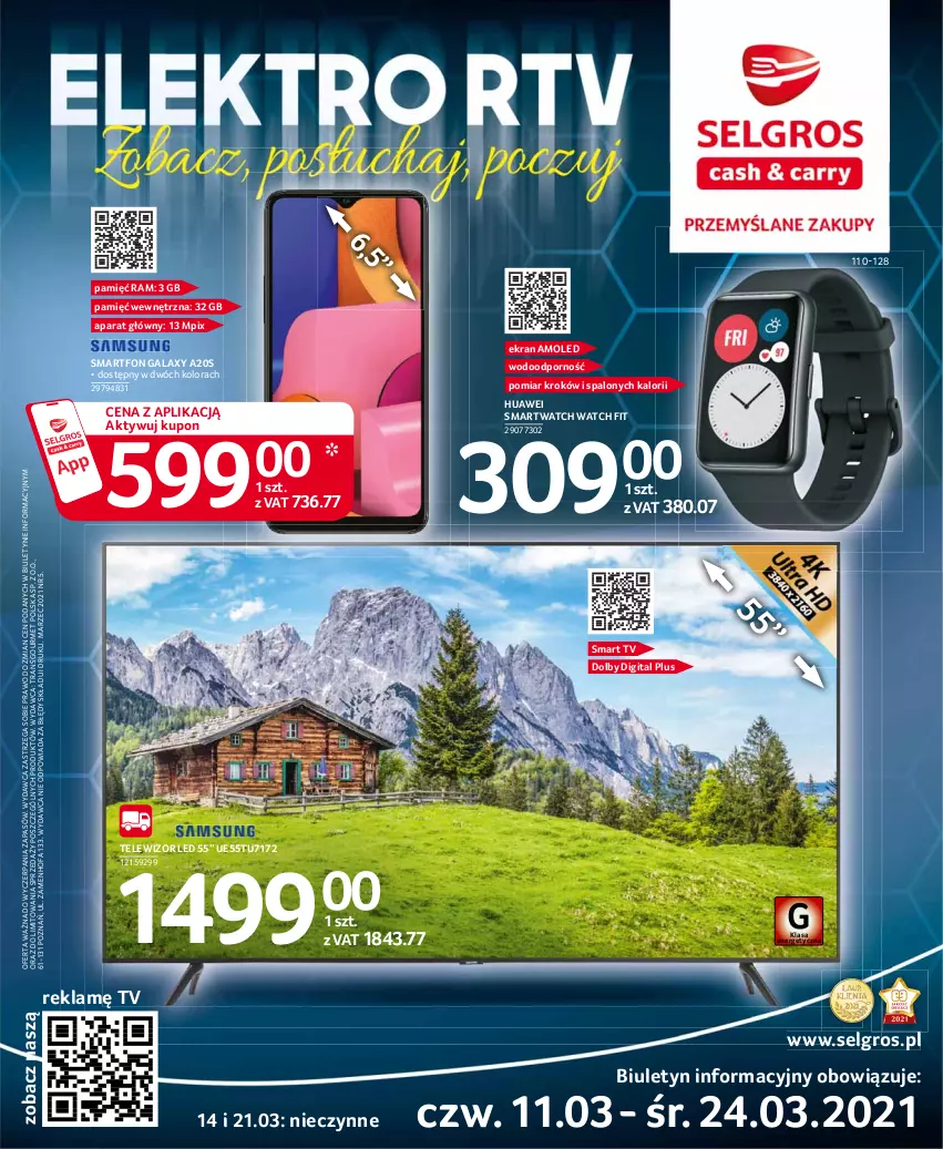 Gazetka promocyjna Selgros - Katalog Elektro - ważna 11.03 do 24.03.2021 - strona 1 - produkty: Amol, Fa, Gala, Huawei, LG, Por, Smart tv, Smartfon, Smartwatch, Telewizor, Tran