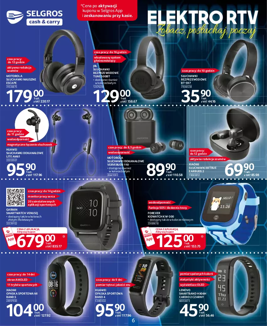 Gazetka promocyjna Selgros - Katalog Elektro - ważna 11.03 do 24.03.2021 - strona 6 - produkty: Amol, Huawei, JBL, Lenovo, LG, Monitor, Motorola, Opaska, Por, Ser, Słuchawki, Słuchawki bezprzewodowe, Smartband, Smartwatch, Sos, Sport, Venus