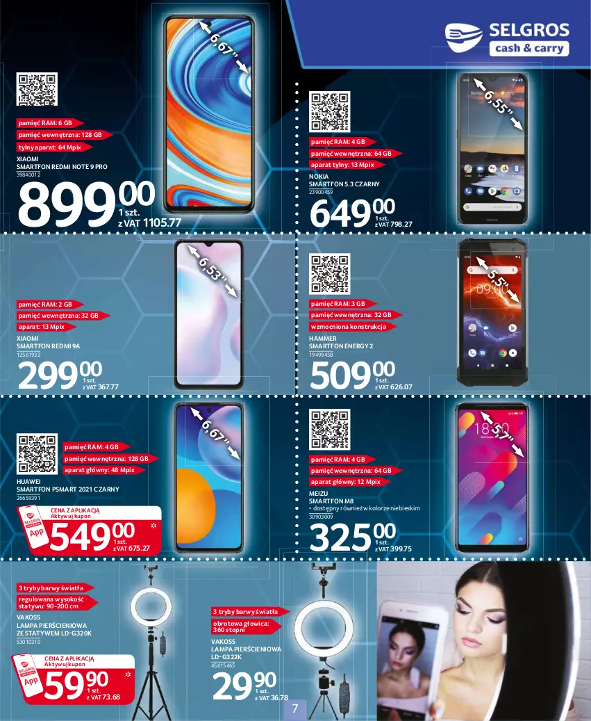 Gazetka promocyjna Selgros - Katalog Elektro - ważna 11.03 do 24.03.2021 - strona 7 - produkty: Huawei, Lampa, Nokia, Redmi Note, Smartfon, Sok, Top