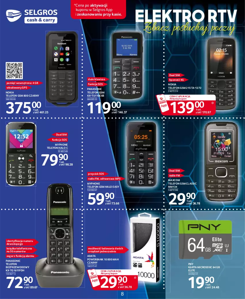 Gazetka promocyjna Selgros - Katalog Elektro - ważna 11.03 do 24.03.2021 - strona 8 - produkty: Halo, Książka, LG, MyPhone, Nokia, Panasonic, Powerbank, Sos, Telefon, Zegar