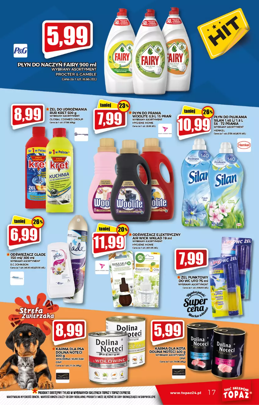 Gazetka promocyjna Topaz - Gazetka - ważna 27.01 do 02.02.2022 - strona 17 - produkty: Air Wick, Fa, Fairy, Kret, Kurczak, Płyn do płukania, Silan, Sok, Top, Wołowina