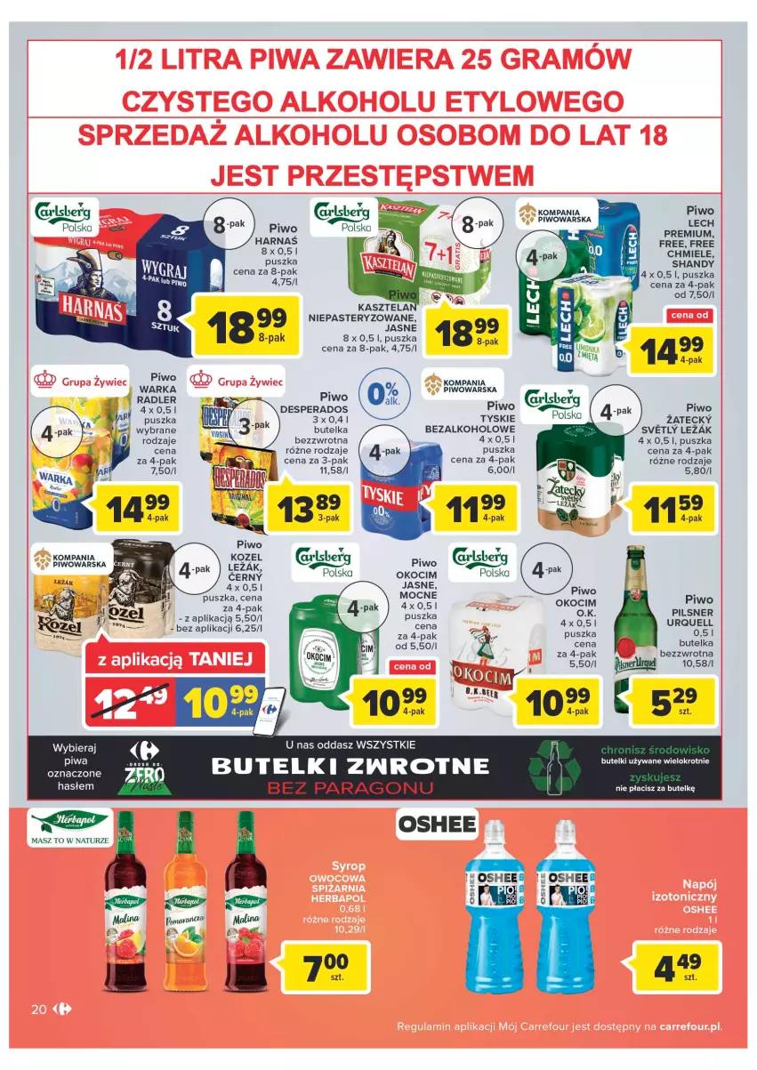 Gazetka promocyjna Carrefour - Gazetka Carrefour Zyskoteka - ważna 11.10 do 15.10.2022 - strona 20 - produkty: Desperados, Koc, Kozel, Okocim, Piwo, Radler, Tyskie, Warka