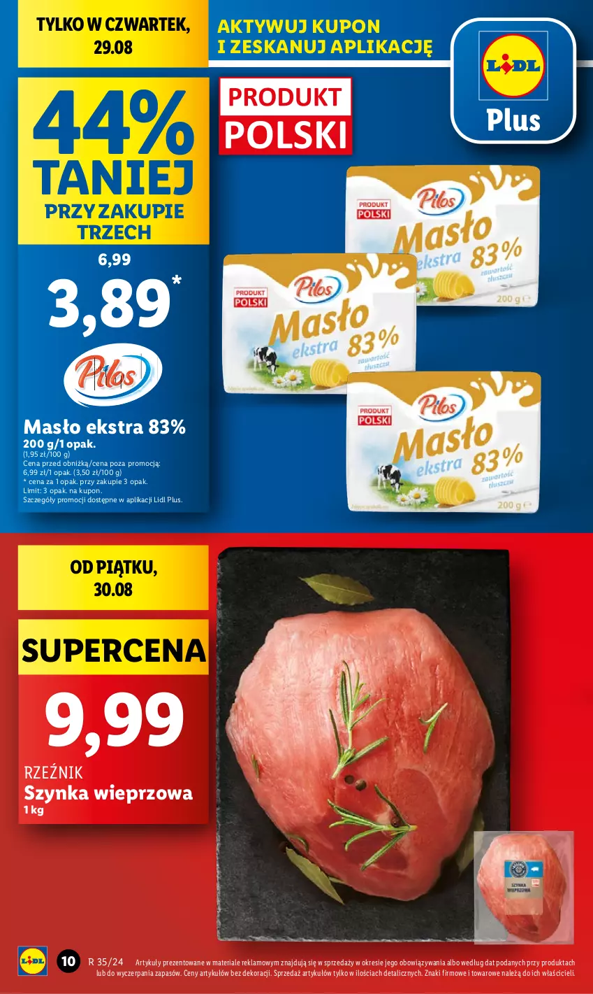 Gazetka promocyjna Lidl - GAZETKA - ważna 29.08 do 31.08.2024 - strona 10 - produkty: Masło, Szynka, Szynka wieprzowa