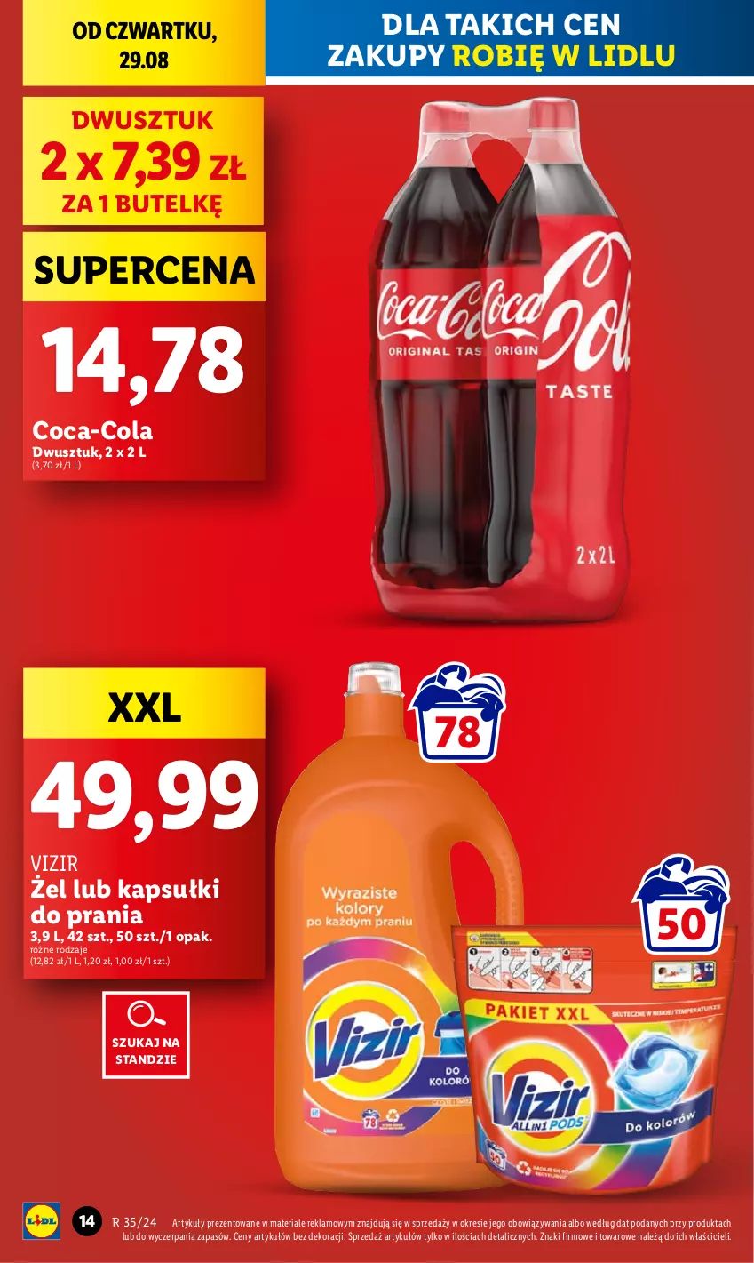 Gazetka promocyjna Lidl - GAZETKA - ważna 29.08 do 31.08.2024 - strona 14 - produkty: Coca-Cola, Kapsułki do prania, Vizir