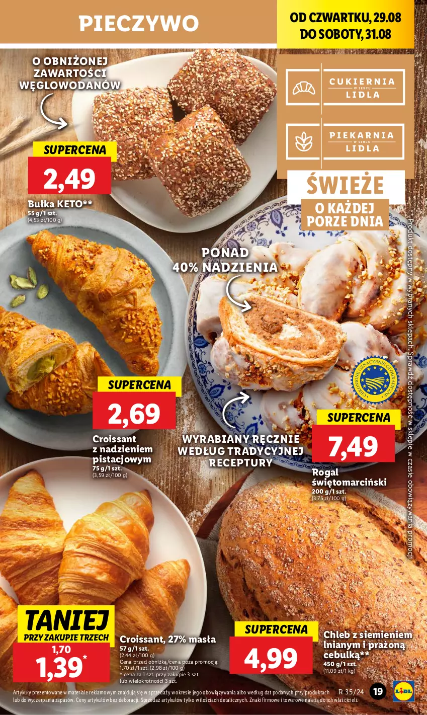 Gazetka promocyjna Lidl - GAZETKA - ważna 29.08 do 31.08.2024 - strona 21 - produkty: Bułka, Chleb, Croissant, Piec, Pieczywo, Por, Rogal, Woda