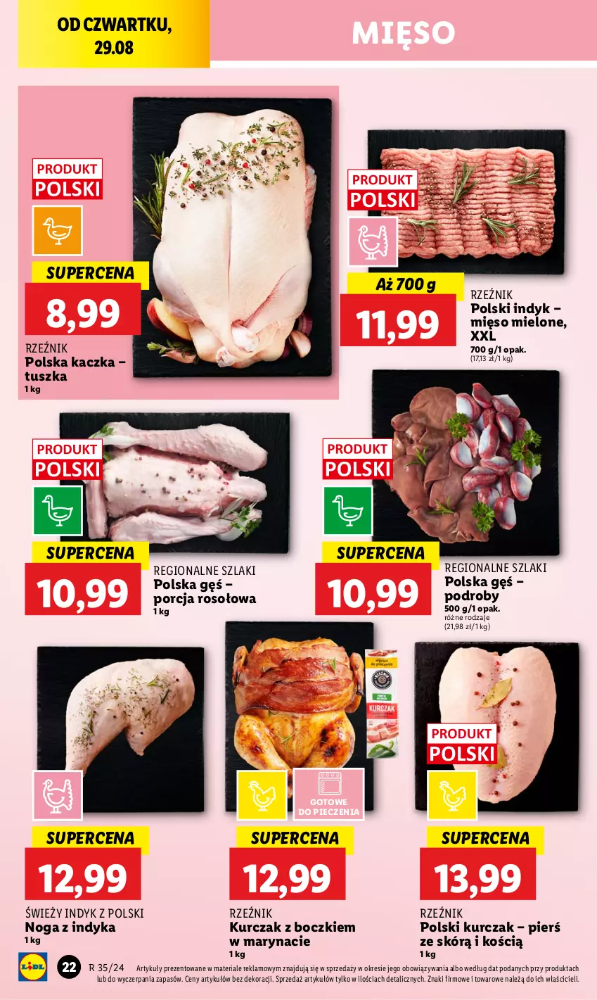 Gazetka promocyjna Lidl - GAZETKA - ważna 29.08 do 31.08.2024 - strona 24 - produkty: Kaczka, Kurczak, Mięso, Mięso mielone, Piec, Por, Tusz