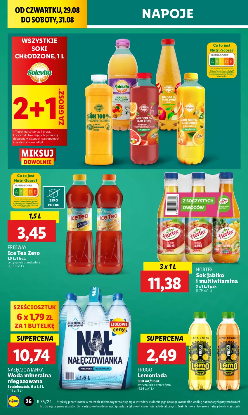 Gazetka promocyjna Lidl - GAZETKA - ważna 29.08 do 31.08.2024 - strona 30 - produkty: Hortex, Ice tea, Lemoniada, Nałęczowianka, Napoje, Sok, Woda, Woda mineralna